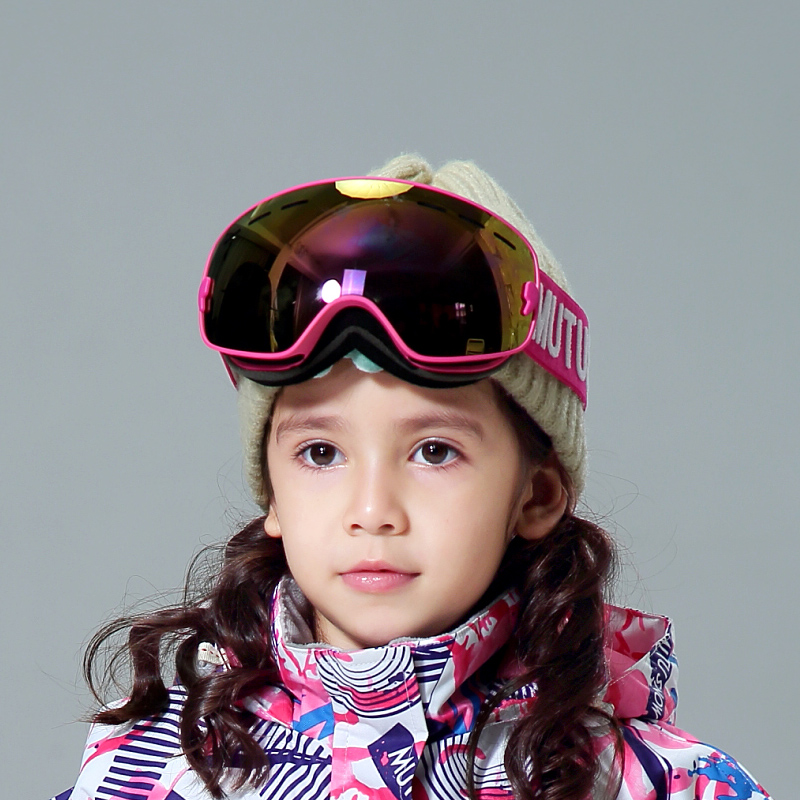 MUTUSNOW children's ski goggles professional double-layer anti-fog lens ski glasses boys and girls can card myopia mirror