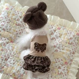 糯米 Демисезонная утепленная куртка, жилет, с медвежатами, цветочный принт, эффект подтяжки