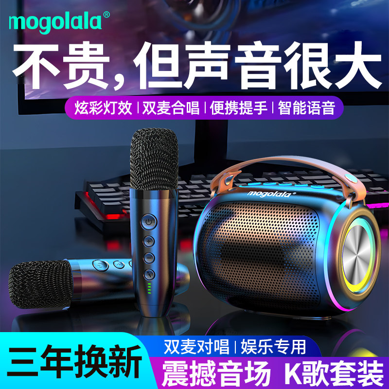 Wireless Bluetooth Speaker for Home Karaoke with Microphone, Outdoor Heavy Bass Singing Speaker, Rechargeable for Home Ktv