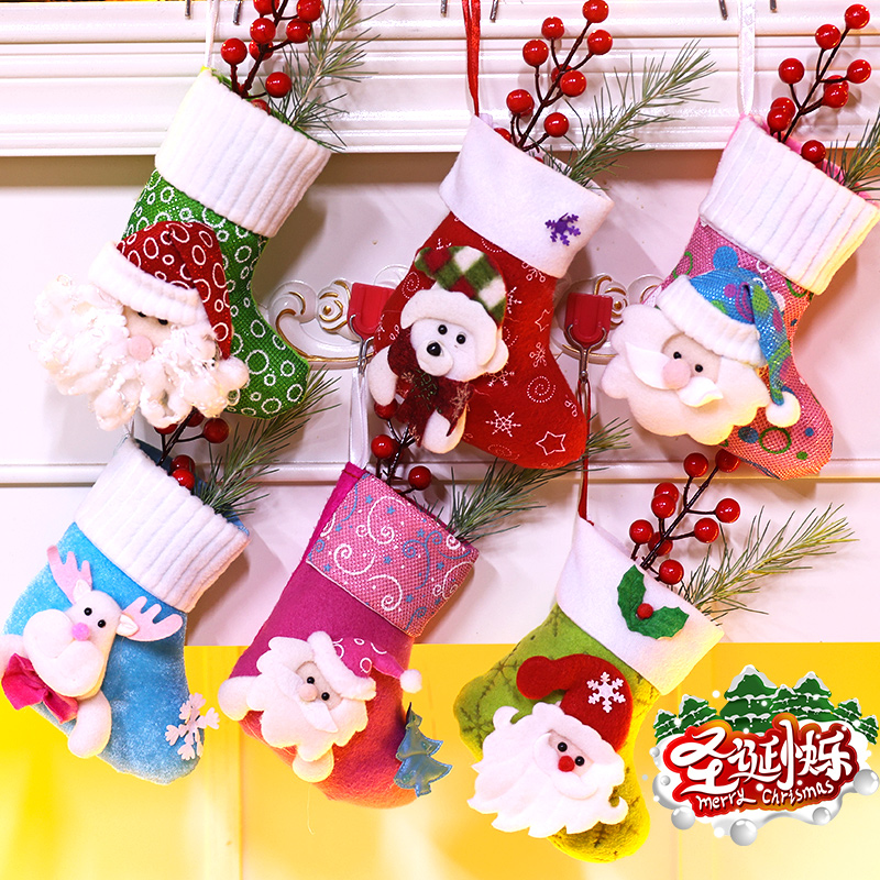 Christmas decorations items Santa Claus small socks Christmas tree pendants Christmas Sox gift bags Christmas bags-Taobao