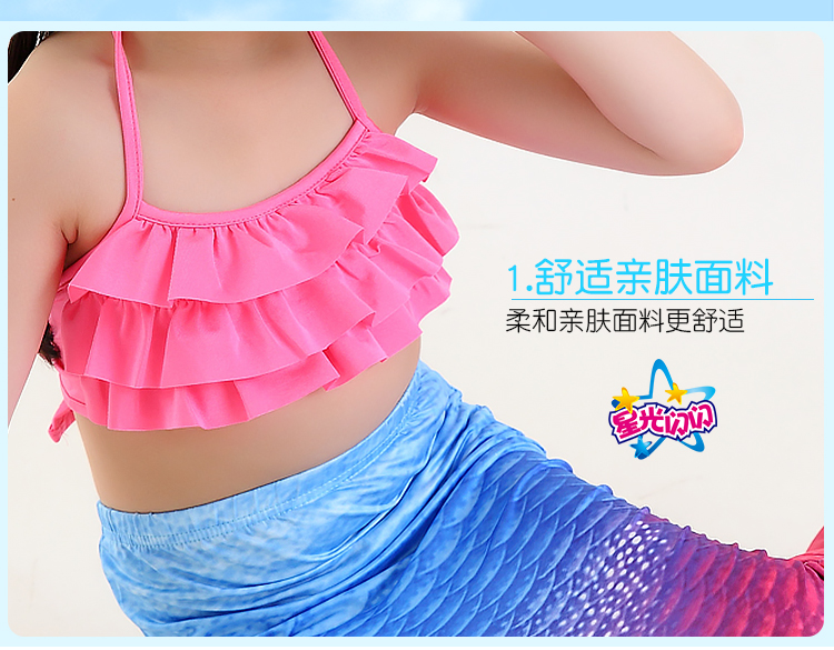 Trẻ em của nàng tiên cá áo tắm cô gái nàng tiên cá đuôi cô gái mermaid costume swimwear ba mảnh phù hợp với mắt cá chân