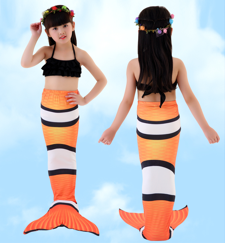 Trẻ em của nàng tiên cá áo tắm cô gái nàng tiên cá đuôi cô gái mermaid costume swimwear ba mảnh phù hợp với mắt cá chân