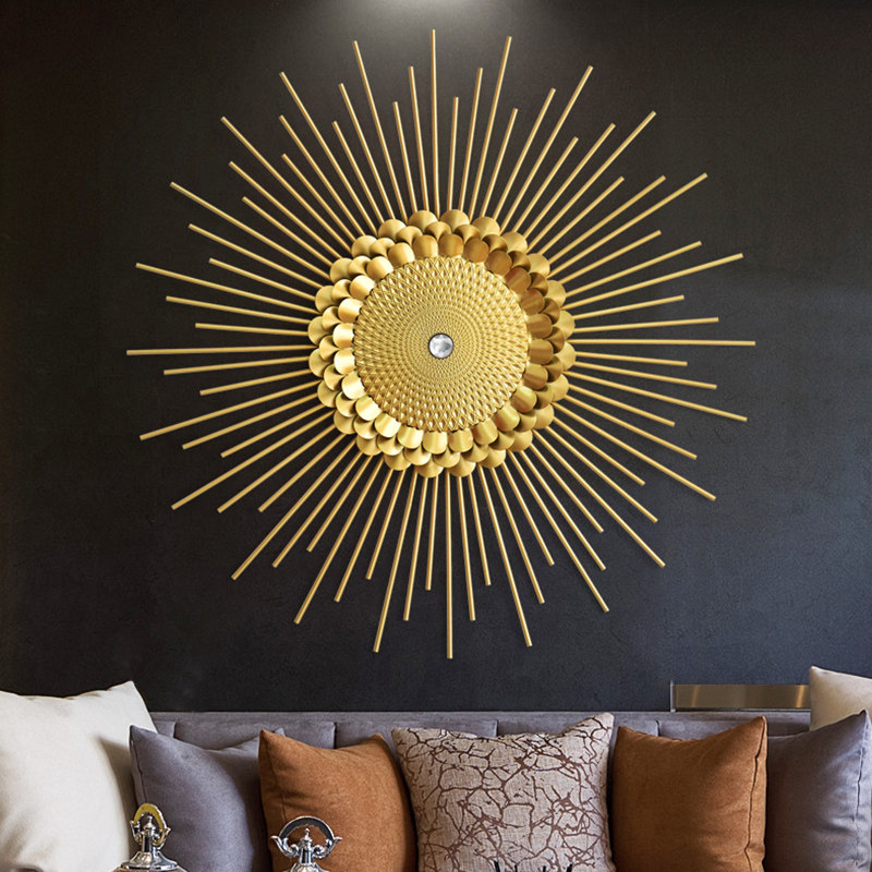 Light luxury wall wall decoration American sunflower Metal Wrought iron wall decoration Living room dining room background wall decoration pendant