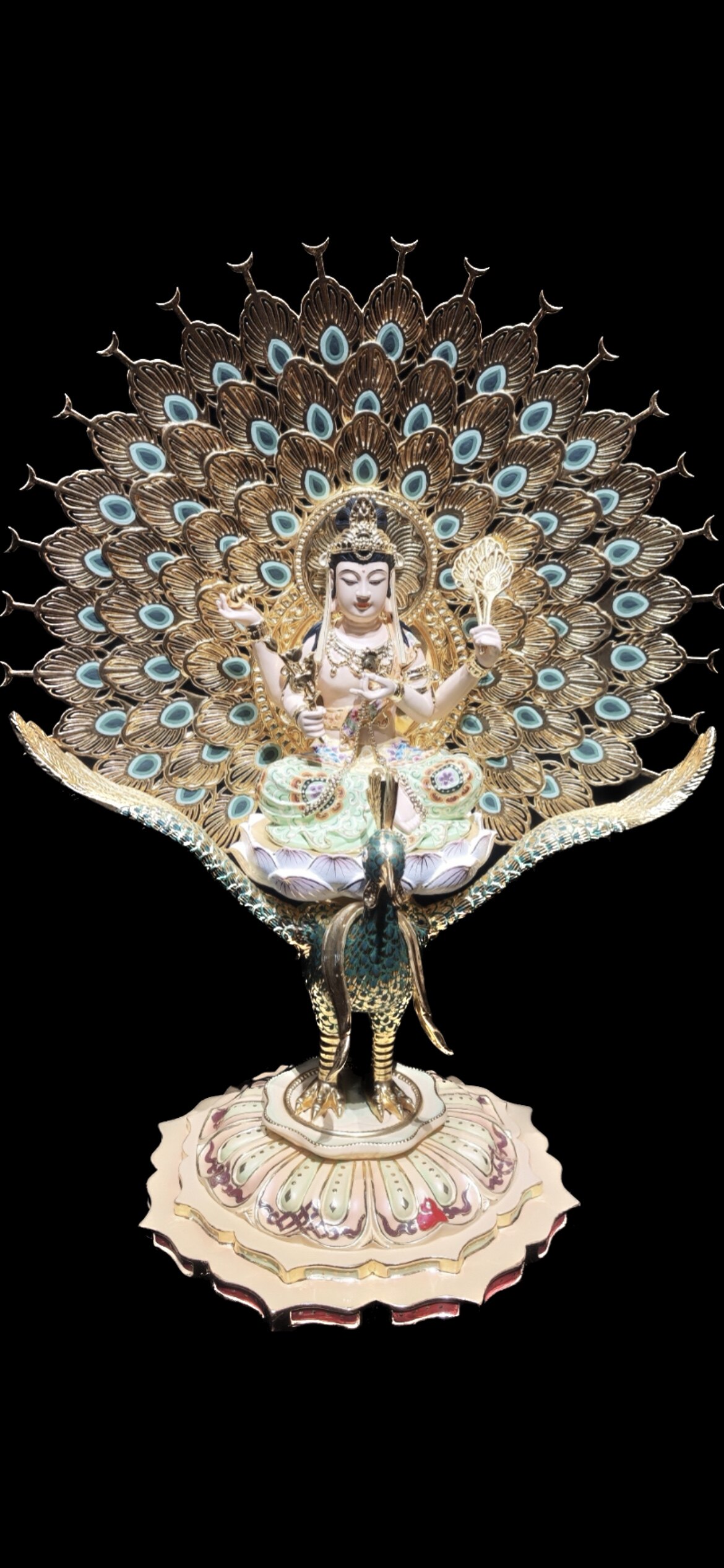 木雕孔雀明王佛像佛母大孔雀明王佛母护世金刚神像寺庙摆件定制-淘宝