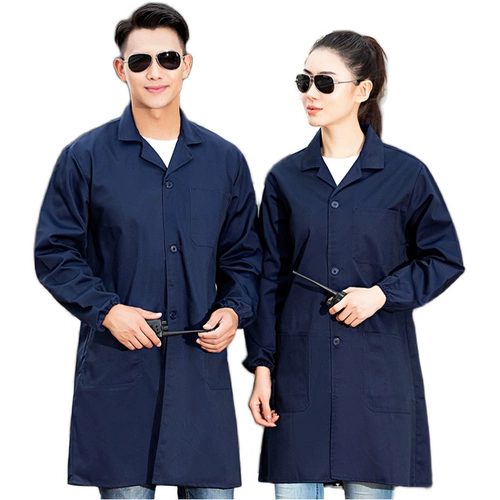 Осенний демисезонный длинный износостойкий белый халат, коробочка для хранения для работы, увеличенная толщина