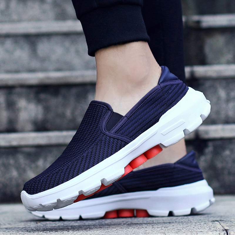 New Slip-On Breathable Lightweight Thick-Soled Platform Shoes for Middle-Aged and Elderly People, Walking Mesh Shoes, Sports Slip-On Casual Shoes