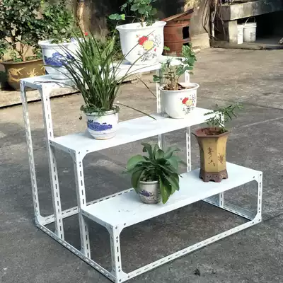 Trapezoidal shelves, stepped flower racks, disassembly and assembly, mobile shelves, grain and oil floor display racks, angle steel combination multi-layer shelves