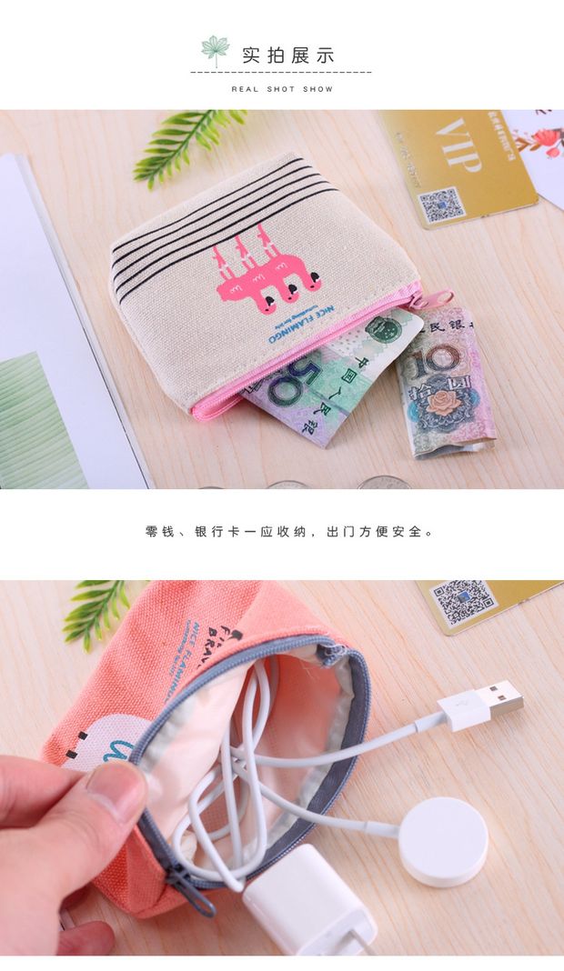 Hàn Quốc dễ thương flamingo coin ví mini ví tay túi nhỏ lưu trữ túi xu coin túi khóa kéo trường hợp ví da nam cao cấp