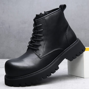 Martin boots men's winter velvet high-top leather boots fashionable british style boots thick-soled high-top men's boots