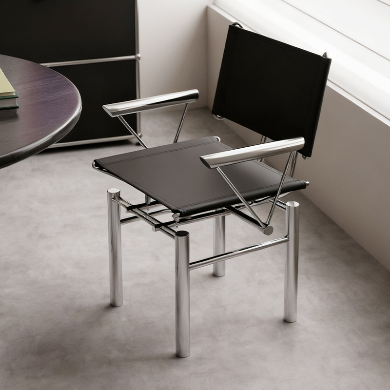 Vintage Style Saddle Leather Dining Chair, Italian Minimalist Dining Table and Chairs, Bauhaus Leisure Chair, Wabi-Sabi Designer Chair with Backrest Vintage Style Saddle Leather Dining Chair, Italian Minimalist Dining Table and Chairs, Bauhaus Leisure Chair, Wabi-Sabi Designer Chair with Backrest