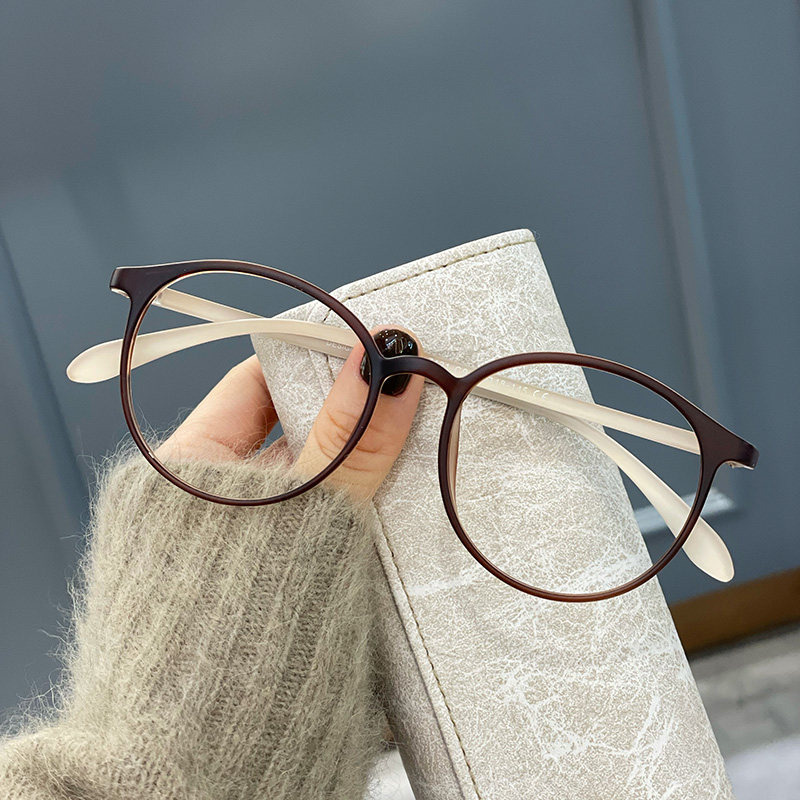 Glasses frame female Han edition tide ultra light flat glasses in fan frame classic pear type elliptical frame can be fitted with myopia