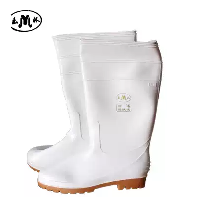 Yulin brand sanitary boots food boots acid and alkali resistant oil resistant white high tube rain boots mine boots men's and women's same style