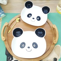 Ceramic tableware Cartoon Panda flat plate underglaze color dish plate Breakfast plate Salad plate Snack dried fruit plate A grass