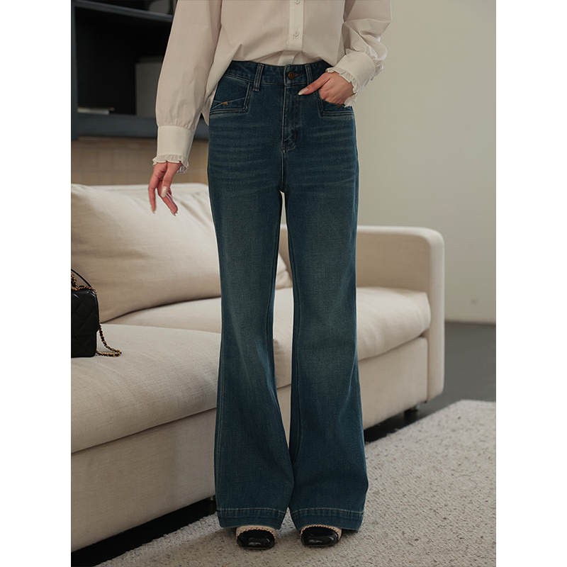 Meixi [Blue Waist Princess] Retro Flared Jeans for Women, Spring and Summer 2026 New High-Waisted Casual Long Pants