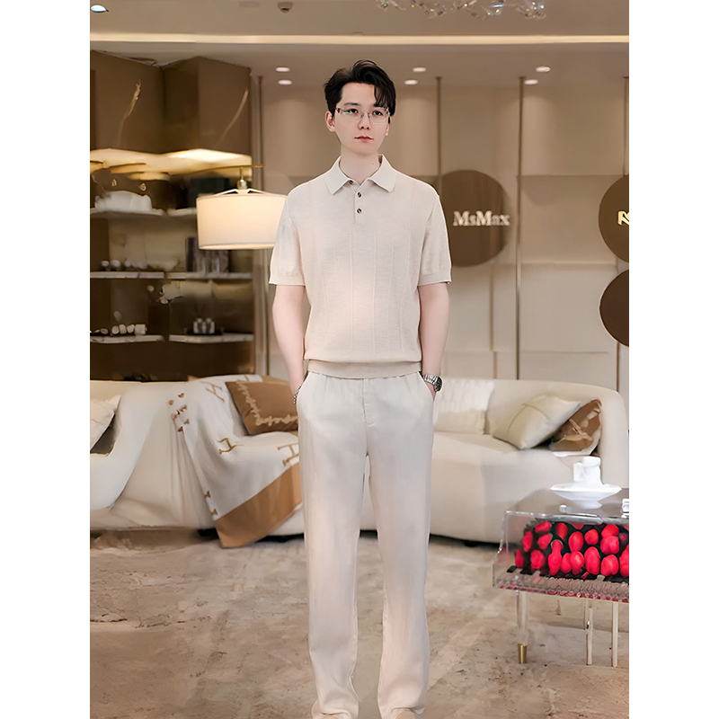 Meixi [Draped Linen Pants] Men's Summer New Jacquard Herringbone Pattern Draped Straight-Leg Linen Casual Pants