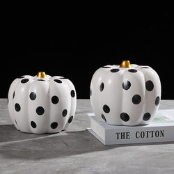 Modern Light Luxury Spotted Plaid Pumpkin Ceramic Ornaments Nordic Creative Home Desktop Soft Decoration Model Room Accessories