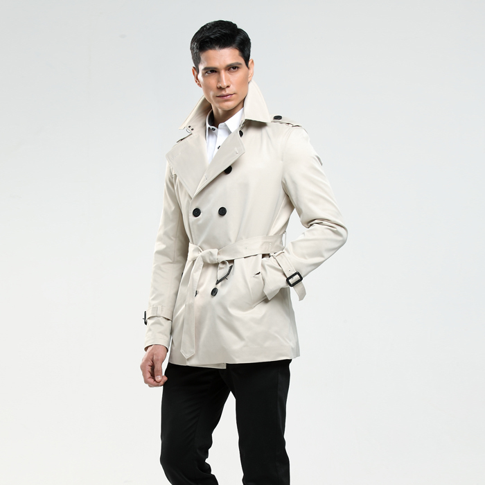 Autumn and Winter New Style British Double-Breasted Trench Coat Men's Short Trench Coat Slim Business Casual Jacket