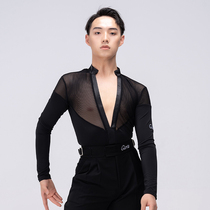 Gloria Dance Wear Mens Latin Dance Wear Training Work Wear Autumn and Winter New Style Spliced ​​Long Sleeve Top Examination Wear