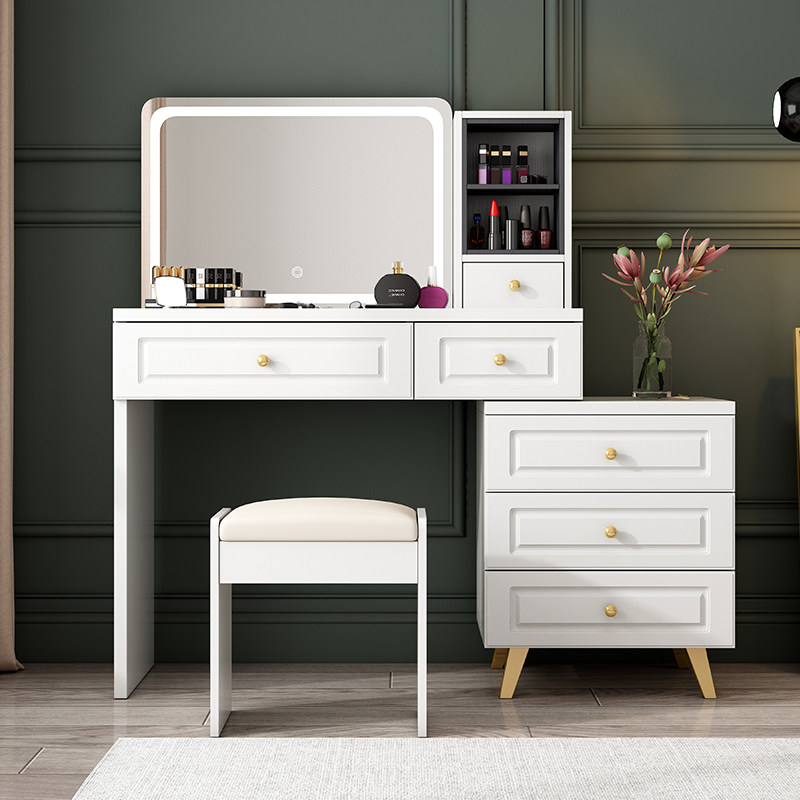 Light extravagant make-up bench containing cabinet integrated bedroom small family style dressing table Nordic minimalist with lamp ins wind make-up table