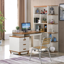 Corner desktop computer desk bookcase desk Mediterranean desk bookcase bookshelf combination home