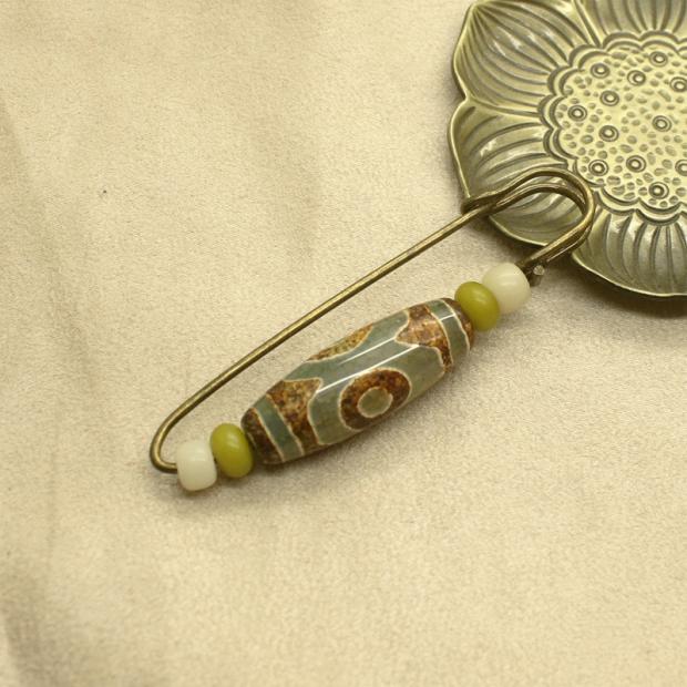 Bản gốc retro mã não trâm Bodhi phụ kiện giản dị nữ pin lớn tươi đơn giản áo khoác cardigan pin huy hiệu cài áo