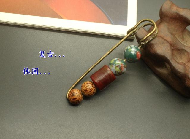 Retro gốm lớn pin bình thường trâm cài áo len hoang dã pin đơn giản phụ kiện thời trang nữ phụ kiện cố định quần áo trâm hoa cài áo