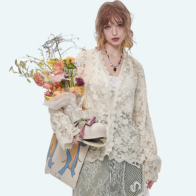 Белая многослойная кружевная рубашка с внутренней стороны, женская ранняя осень 2025, новая полая шифоновая рубашка высокого класса, топ-тренд