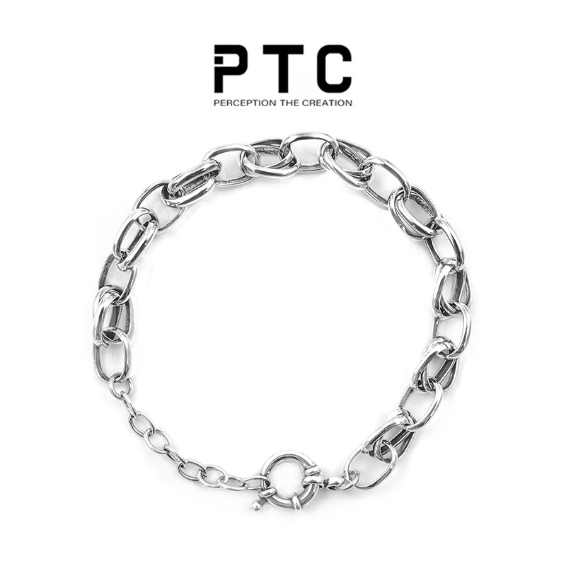 PTC niche cold wind design simple ring buckle 925 sterling silver basic all-match hand hip hop men and women couple models