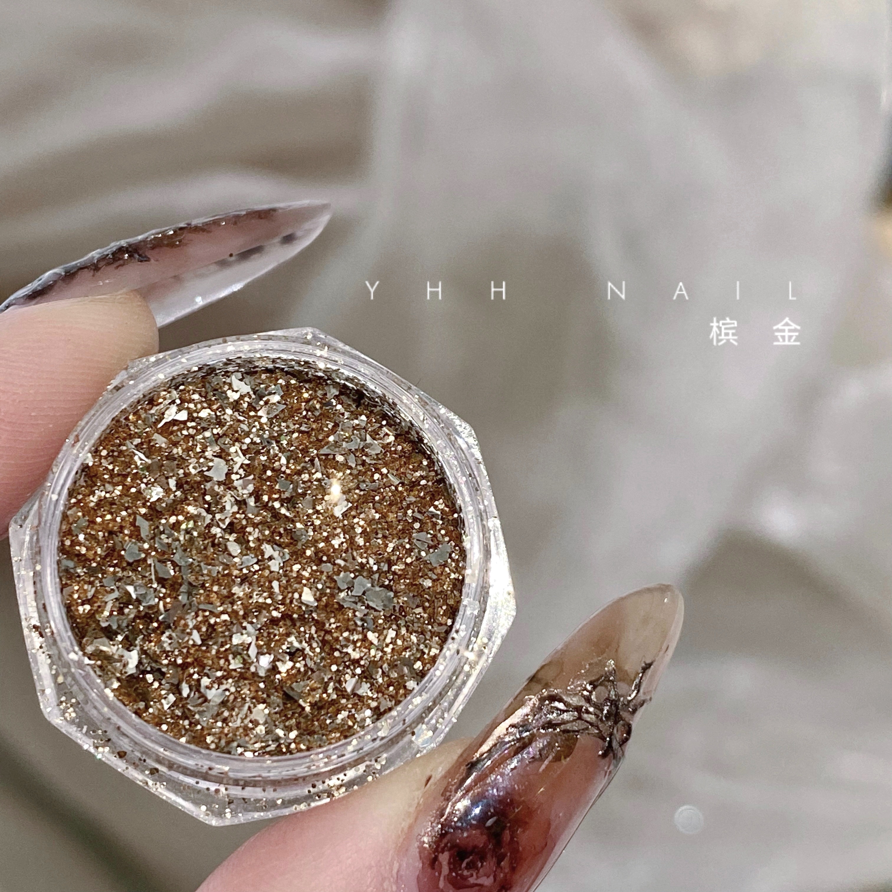 Cherry and Mejia sparkling pink (Penang) ultra-beautiful-texture champagne gold leaf dotted-Taobao