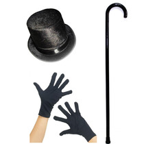 COS Makeup Balls Jazz Dance Crutches Black Gift Hat Black Gloves Black Solid Wood Bent Hook Jazz Crutches