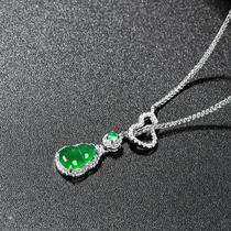 This years high - grade natural emerald yellow hoist S925 silver ice - set jade female fashion hanging set