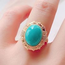 This life year imitated turquoise ring S925 silver inlaid female ring gift collection temperament high - grade atmosphere