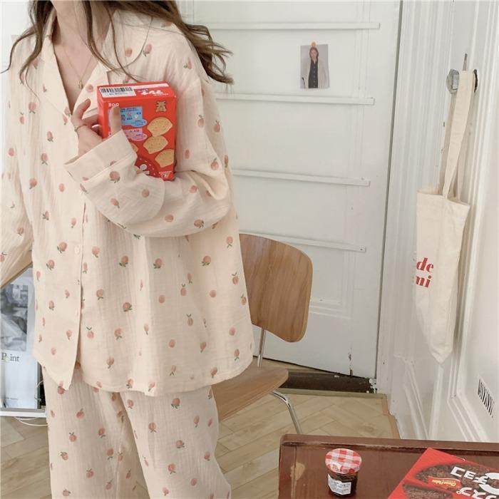 Cotton ins student home clothing two-piece female 2021 explosive Net Red new spring and autumn out pajamas set