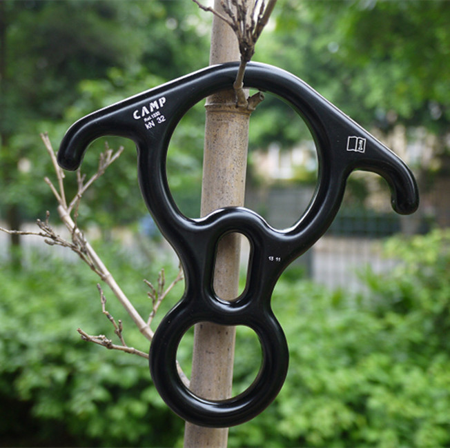  Genuine Italian Camp Descender, Rappelling, Figure-8 Ring, Load Capacity 3 Tons, Climbing Horn