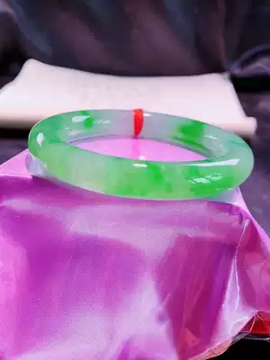 Ice green round bracelet Jade delicate glaze clean ice moist bright color