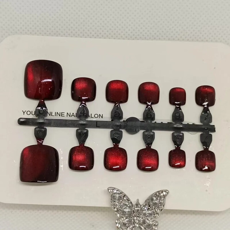 New Handmade Foot Nails, High-End Nail Art Patches, Finished Product, Removable Fake Nails, Whitening Short Style, Cat Eye