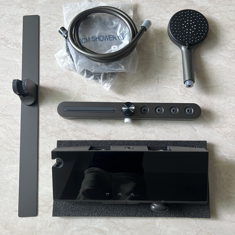 DIY Multifunctional Back-Spray Simple Thermostatic Shower Head Without Top Spray, Separate Shower Head Set, No Drilling Required