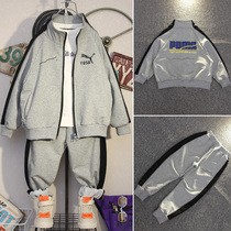 Boys autumn clothing sports suit 2021 autumn and winter new children Korean version of the clothing and leisure two sets of Chaobou baseball uniforms