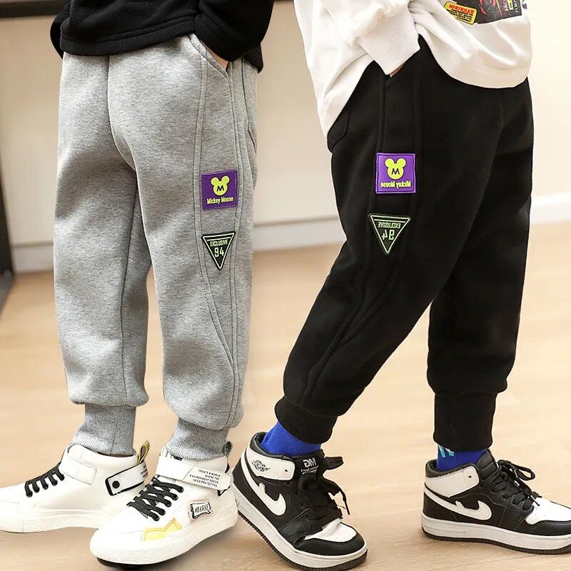 Boys' trousers 2021 new children's casual pants boy's pure cotton spring and autumn trousers plus velvet and thick tide for big children