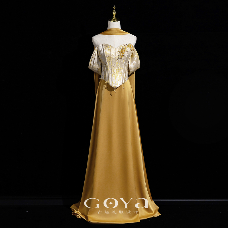 New Chinese-Style Wedding Dress for the Bride 2026 New Model Gold High-End Engagement Dress Morning Gown Homecoming Dress Annual Meeting Host New Chinese-Style Wedding Dress for the Bride 2026 New Model Gold High-End Engagement Dress Morning Gown Homecoming Dress Annual Meeting Host