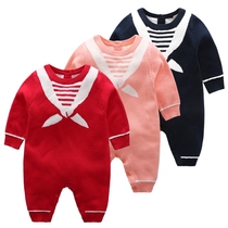 (Broken code clearance) baby jumpsuit autumn and winter men and women baby ha clothes navy collar climbing clothes and cotton clothes out