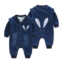 (Broken code clearance) baby clothes autumn mens and womens treasure 0-1-2 years old denim clothes cotton clothes autumn clothes climbing clothes
