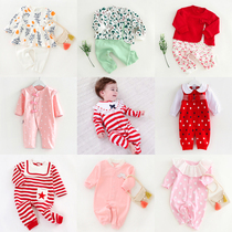 (Broken code clearance) newborn clothes spring and autumn newborn baby cotton female baby conjoined clothes baby long sleeve