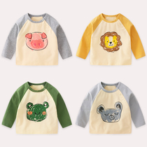 (Broken code clearance) male baby spring and autumn cotton 0-1-1-2 years old new summer long sleeve tide cartoon T-shirt shirt