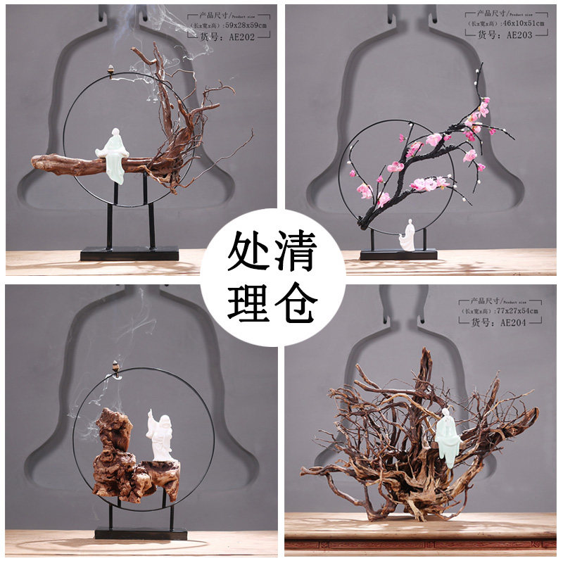 New Chinese Xuanguan Zen figure Pendulum Root Carving of a small monk Qingkura handling office Living room Adornment Softfit