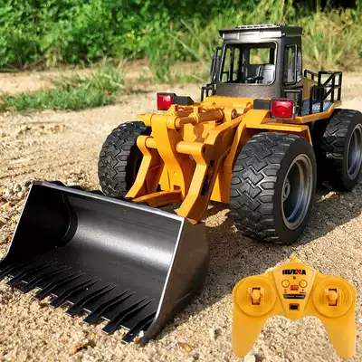 Huina large alloy remote control bulldozer charging dynamic boy children's clothing carrier stacker engineering car model toy