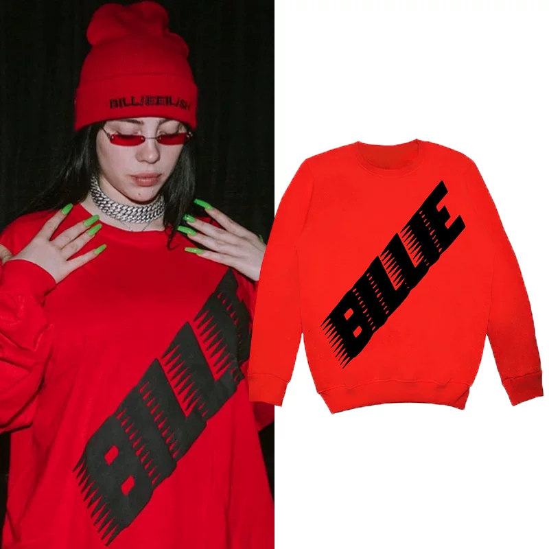 Письмо Билли Айлиш Блохш одно и то же худи с капюшоном с надписью Billie