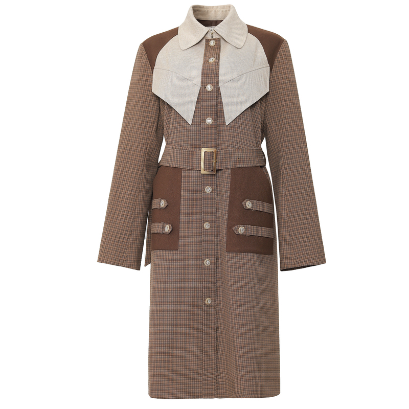 Di Spring and Autumn Retro Plaid Trench Coat 95517 Benefits: No Returns or Exchanges A84