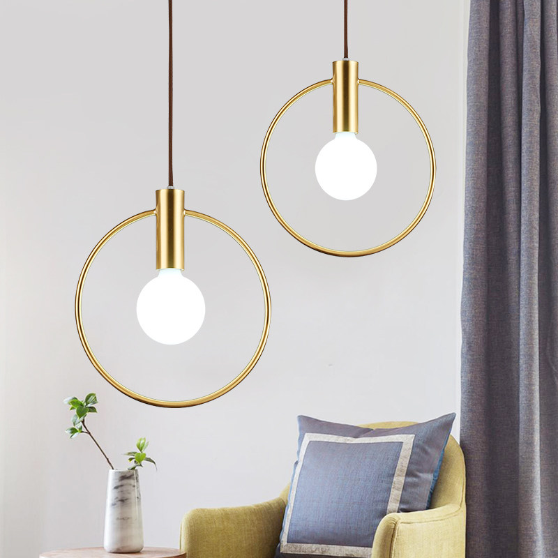 ins Nordic brass ring small chandelier simple dining room bar bedside porch aisle milk tea shop chandelier