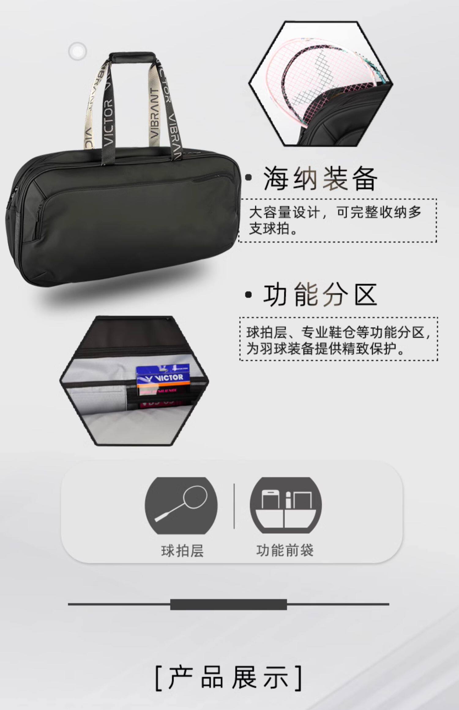Сумка для ракетки victor威克多胜利br9615cps胶囊羽毛球矩形包br5643多隔层大容量